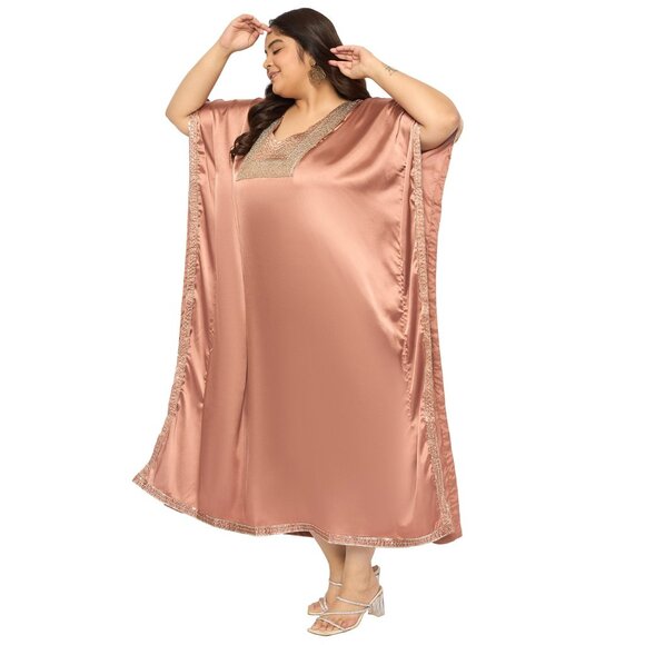 Gypsie Blu Caftan Dresses for Women Plus Size Satin Sequences Dress Stylish Maxi - Picture 6 of 8